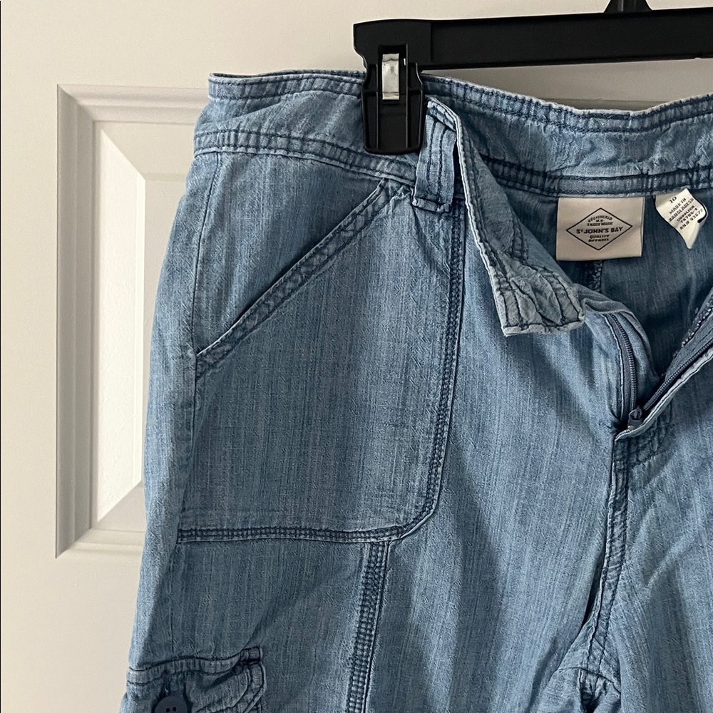 St. John's Bay Light Wash Cargo Denim Shorts - Picture 6 of 11
